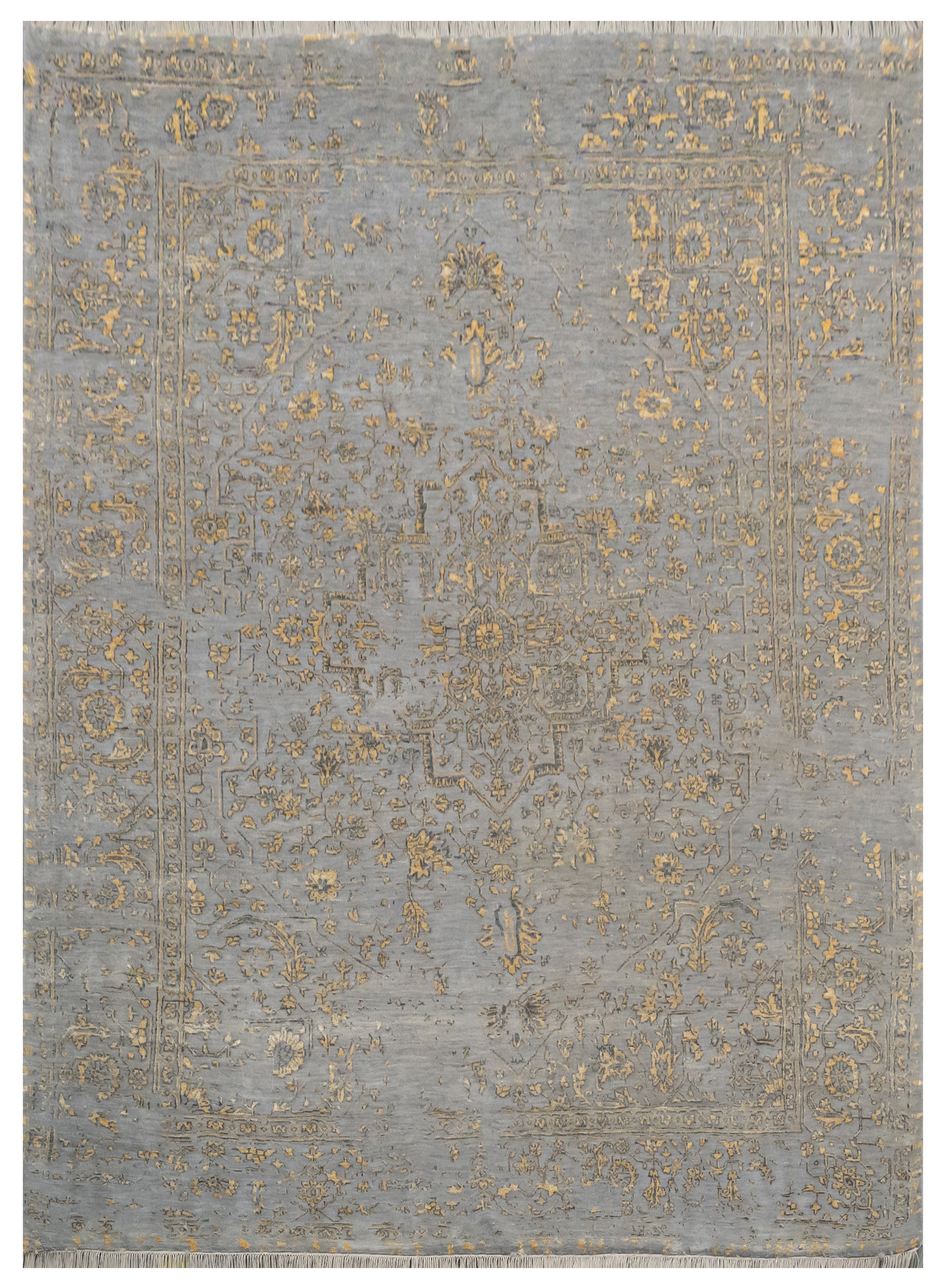 Handknotted Rug DIA- 1367 SERAPI Old Silver & Brown Yellow